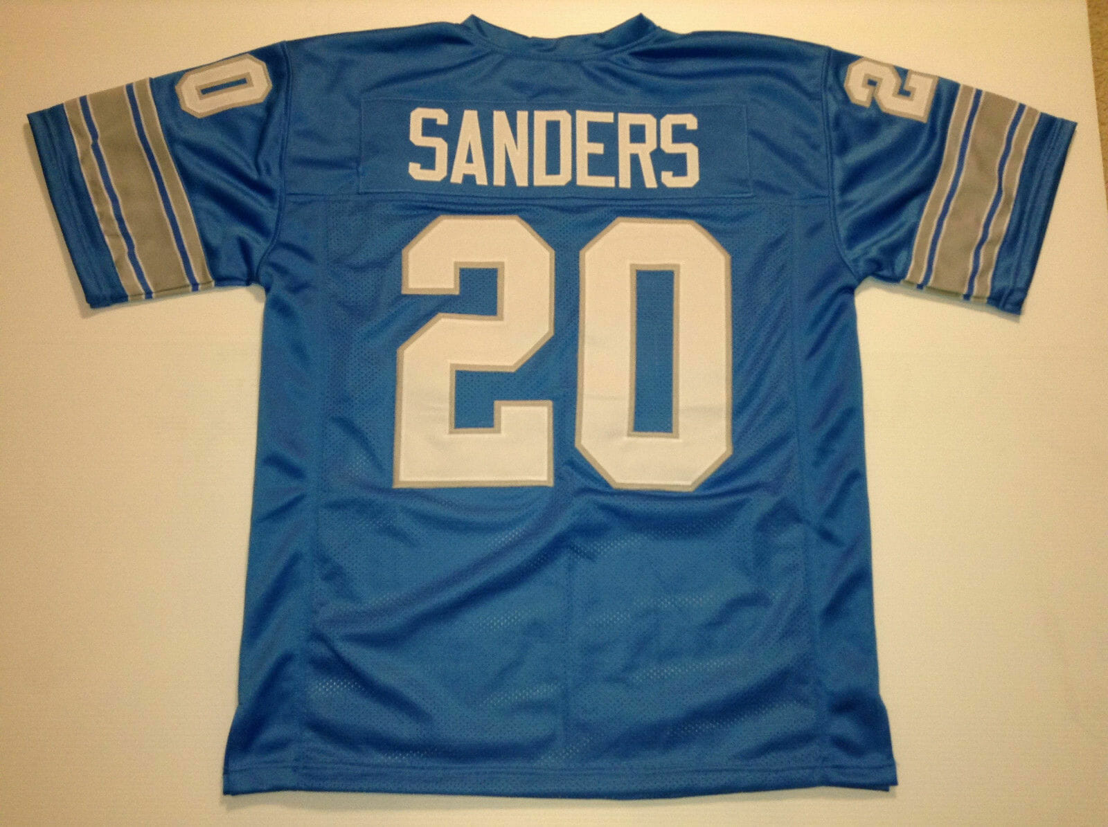 UNSIGNED CUSTOM Sewn Stitched Barry Sanders Blue Jersey