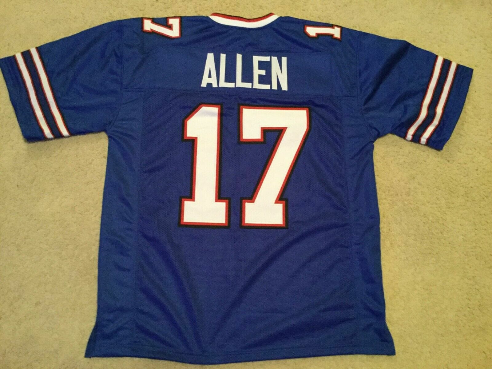 Josh Allen UNSIGNED CUSTOM Sewn Stitched Blue Jersey