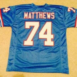 UNSIGNED CUSTOM Sewn Stitched Bruce Matthews Blue Jersey