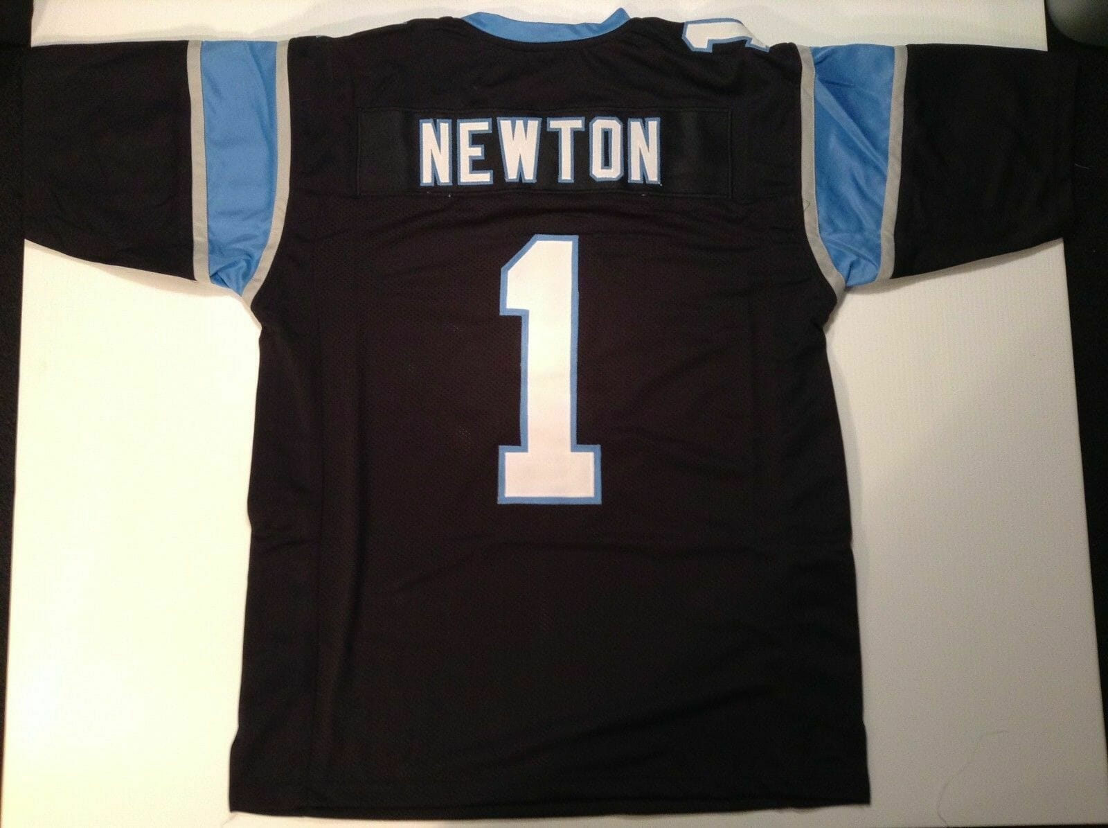 UNSIGNED CUSTOM Sewn Stitched Cam Newton Black Jersey