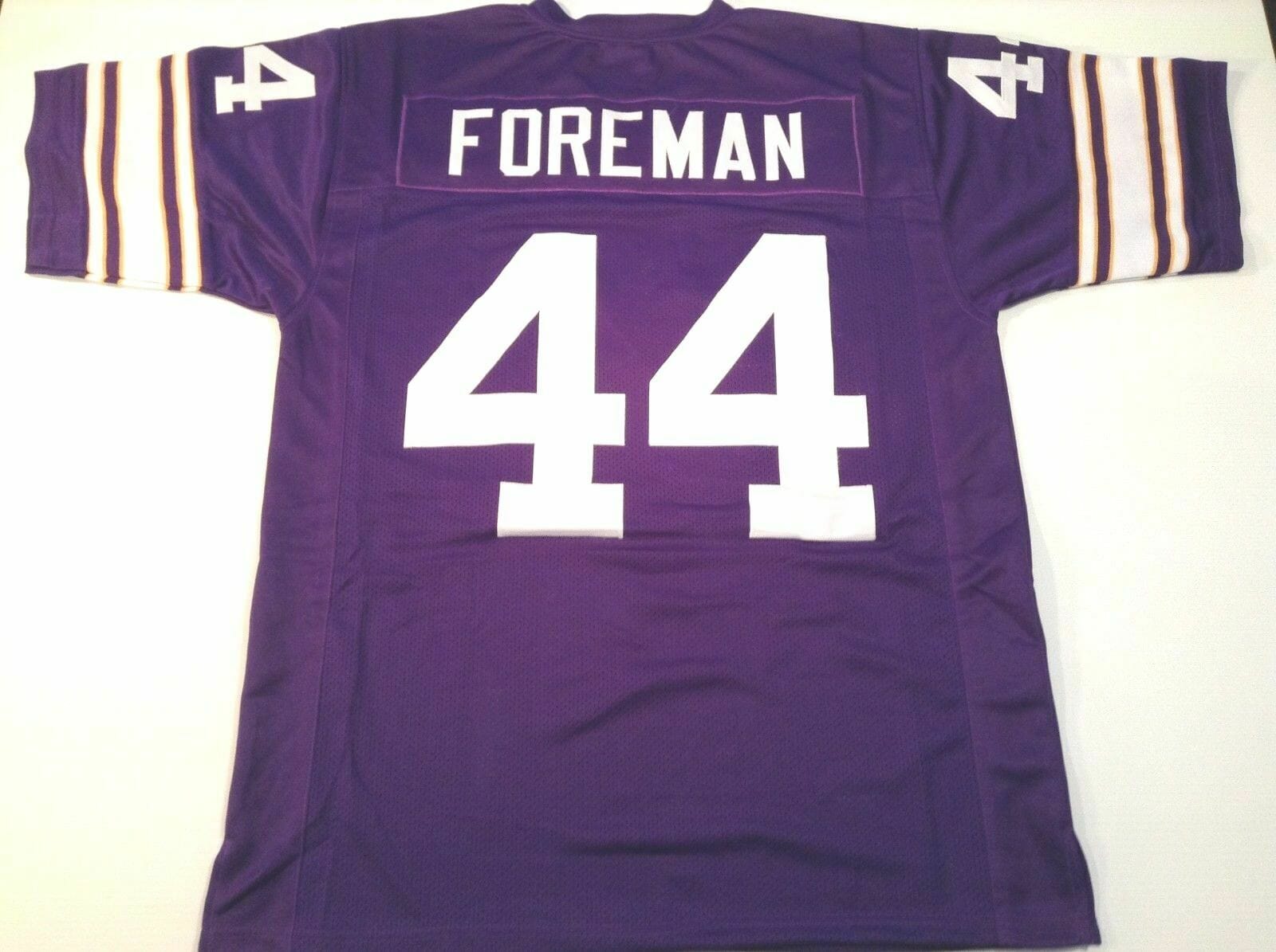 UNSIGNED CUSTOM Sewn Stitched Chuck Foreman Purple Jersey