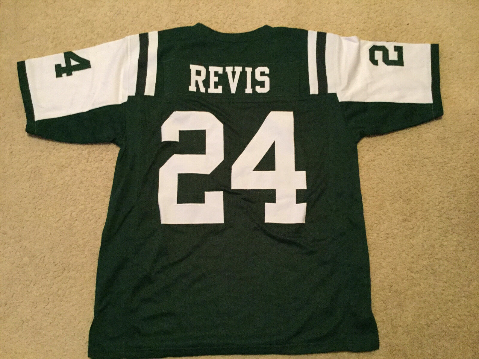 UNSIGNED CUSTOM Sewn Stitched Darrelle Revis Green Jersey