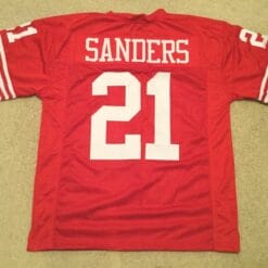 UNSIGNED CUSTOM Sewn Stitched Deion Sanders Red Jersey