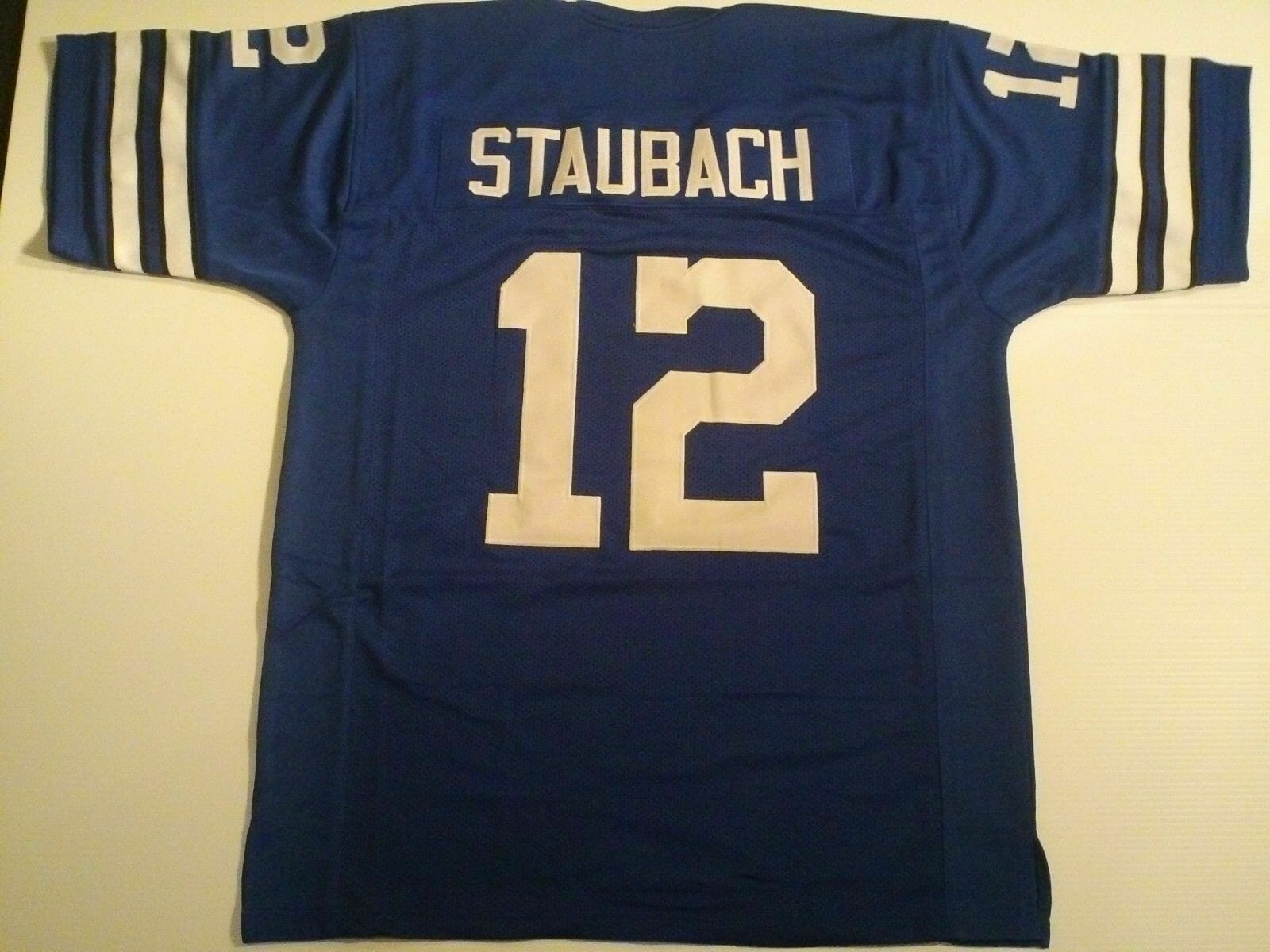 UNSIGNED CUSTOM Sewn Stitched Roger Staubach Blue Jersey