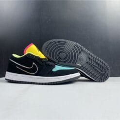 Air Jordan 1 Low Black Aurora Green Laser Orange