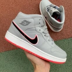 Air Jordan 1 MID GS Grey Red Pink