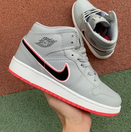 Air Jordan 1 MID GS Grey Red Pink
