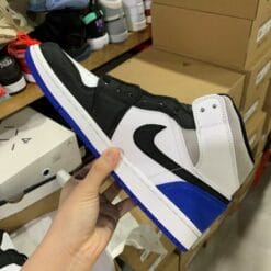 Air Jordan 1 Mid Black And White Blue