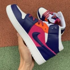 Air Jordan 1 Mid GS Peach Flannel Stitching Middle