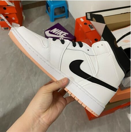 Air Jordan 1 Mid GS White Peach Black Powder