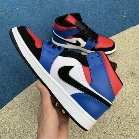 Air Jordan 1 Mid Stitching Black And Red Toe