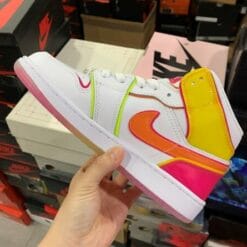 Air Jordan 1 Mid Top White Pink Yellow