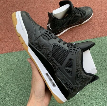 Air Jordan 4 Black White Laser Graffiti
