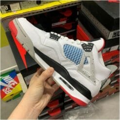 Alternative view of Air Jordan 4 SE White Red Blue Cement