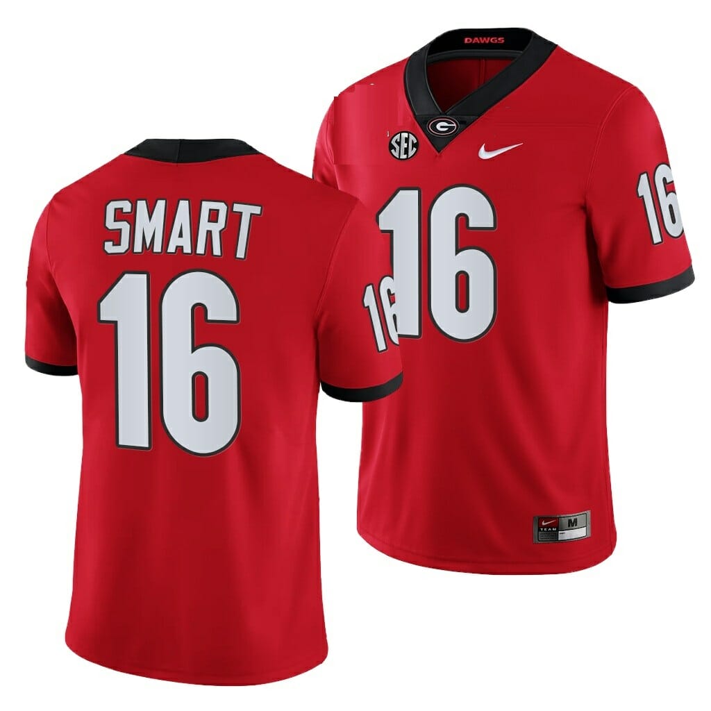 Georgia Bulldogs Coach #16 Kirby Smart Red Jersey Stitched