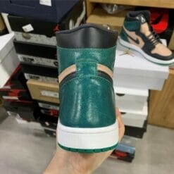 Alternative view of Air Jordan 1 Retro High Black Fossil-Pale Green