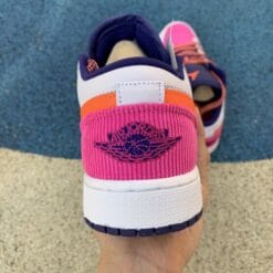 Alternative view of Air Jordan 1 Low Pink Blue Orange Flannel