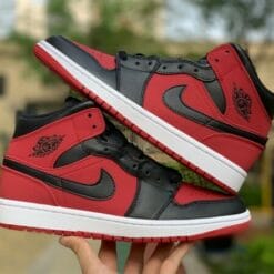 Alternative view of Air Jordan 1 Mid Black And Red