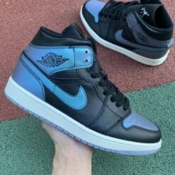 Alternative view of Air Jordan 1 Mid Black Turquoise Chameleon
