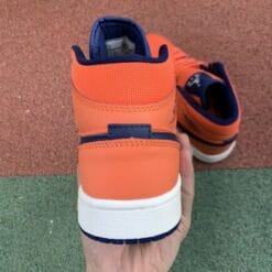 Alternative view of Air Jordan 1 Mid Blue Orange Knicks
