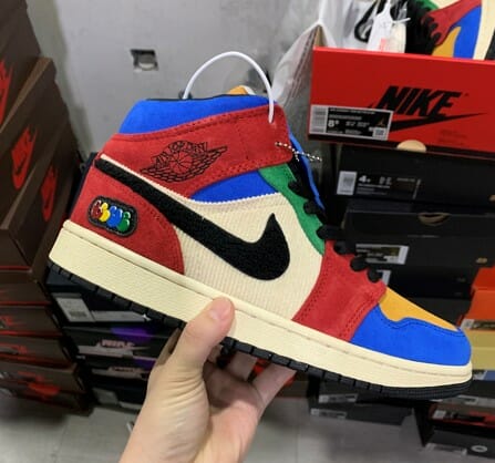 Air Jordan 1 Mid Colorful Stitching Corduroy - Image 2