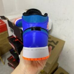 Alternative view of Air Jordan 1 Mid GS Blue Orange Black