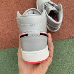 Alternative view of Air Jordan 1 MID GS Grey Red Pink