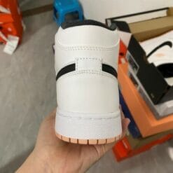 Alternative view of Air Jordan 1 Mid GS White Peach Black Powder