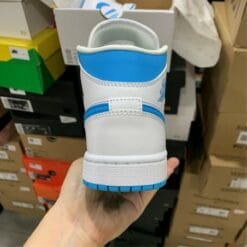 Alternative view of Air Jordan 1 Mid North Carolina White Blue