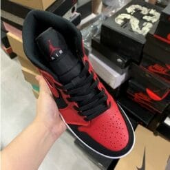 Alternative view of Air Jordan 1 Mid Reverse Black Red