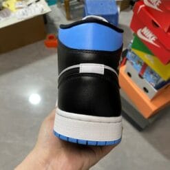 Alternative view of Air Jordan 1 Mid Top White Black-Royal Blue