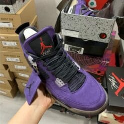 Alternative view of Travis Scott x Air Jordan 4 Purple Suede
