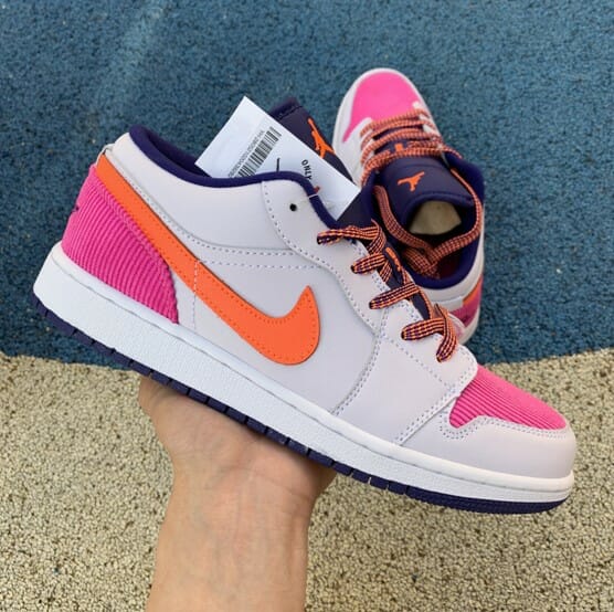 Air Jordan 1 Low Pink Blue Orange Flannel - Image 3