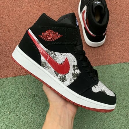 Air Jordan 1 Mid Black Red Pictorial - Image 3