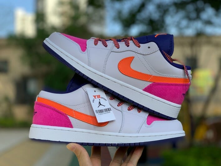 Air Jordan 1 Low Pink Blue Orange Flannel