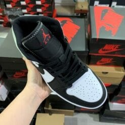 Air Jordan 1 Mid Black And White Red