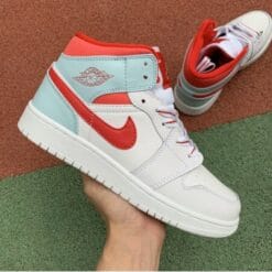 Air Jordan 1 Mid White Red Ice Blue