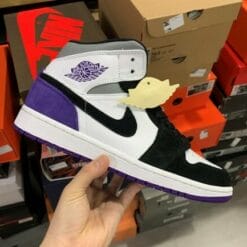 Air Jordan 1 Mid Black And White Purple