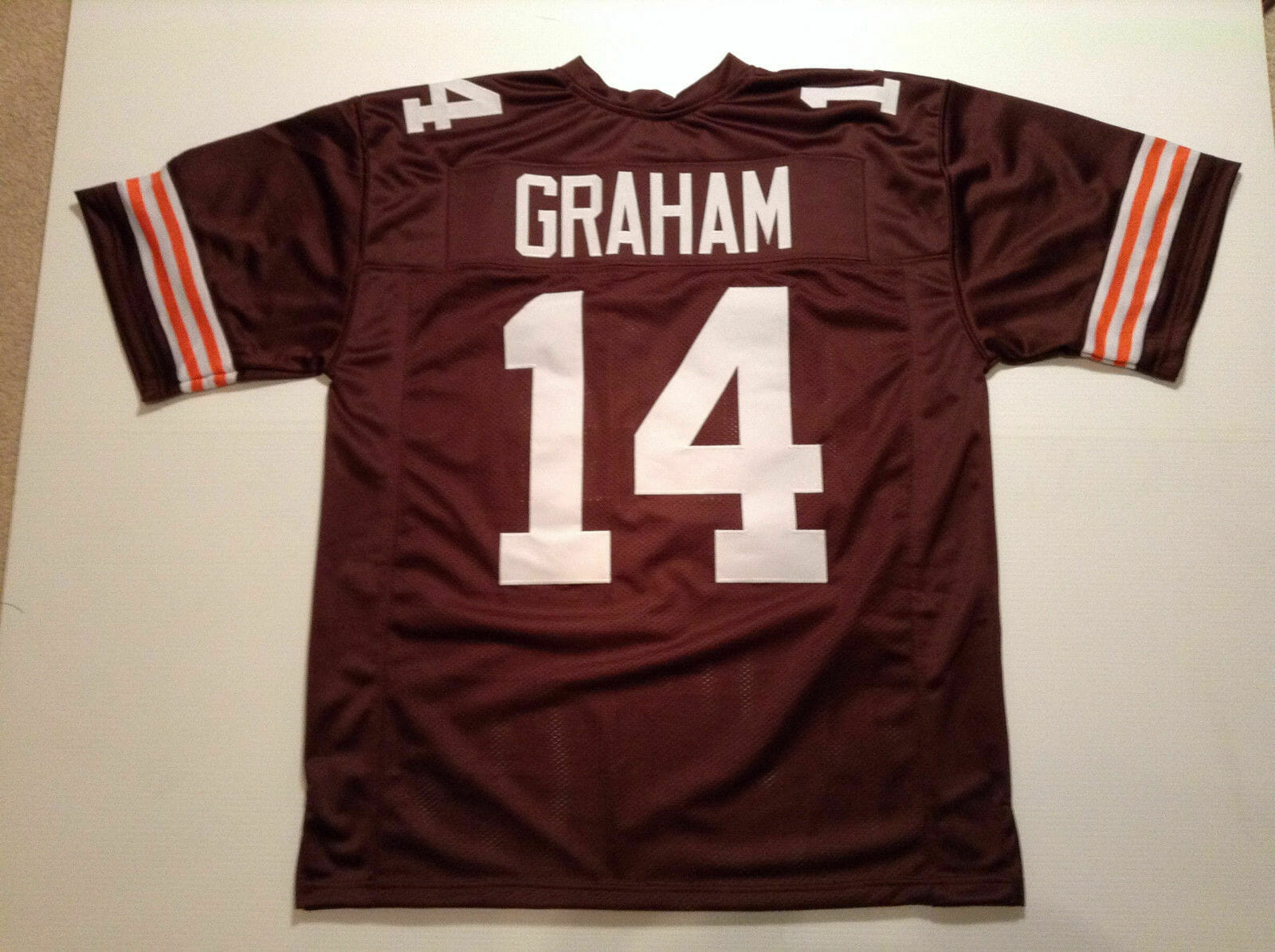 UNSIGNED CUSTOM Sewn Stitched Otto Graham Brown Jersey