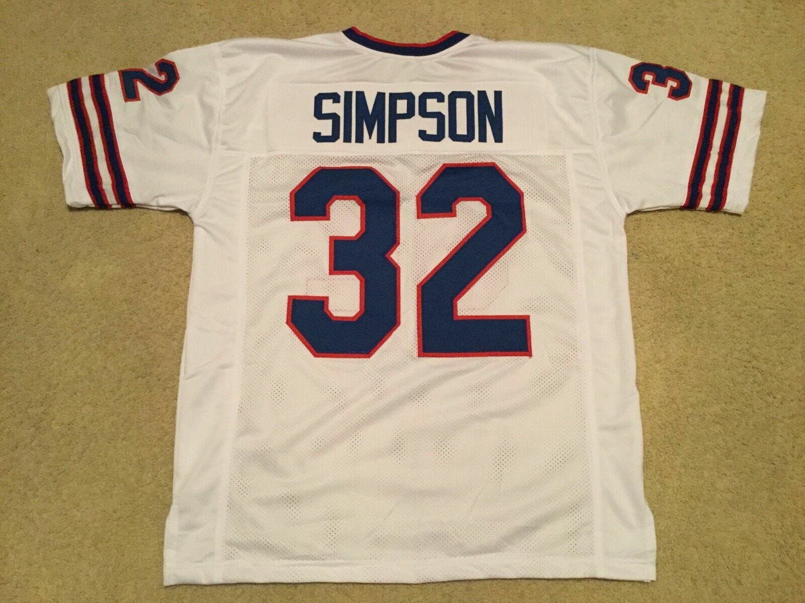 UNSIGNED CUSTOM Sewn Stitched O.J. Simpson White Jersey