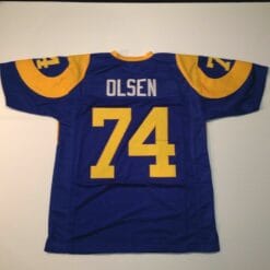 UNSIGNED CUSTOM Sewn Stitched Merlin Olsen Blue Jersey