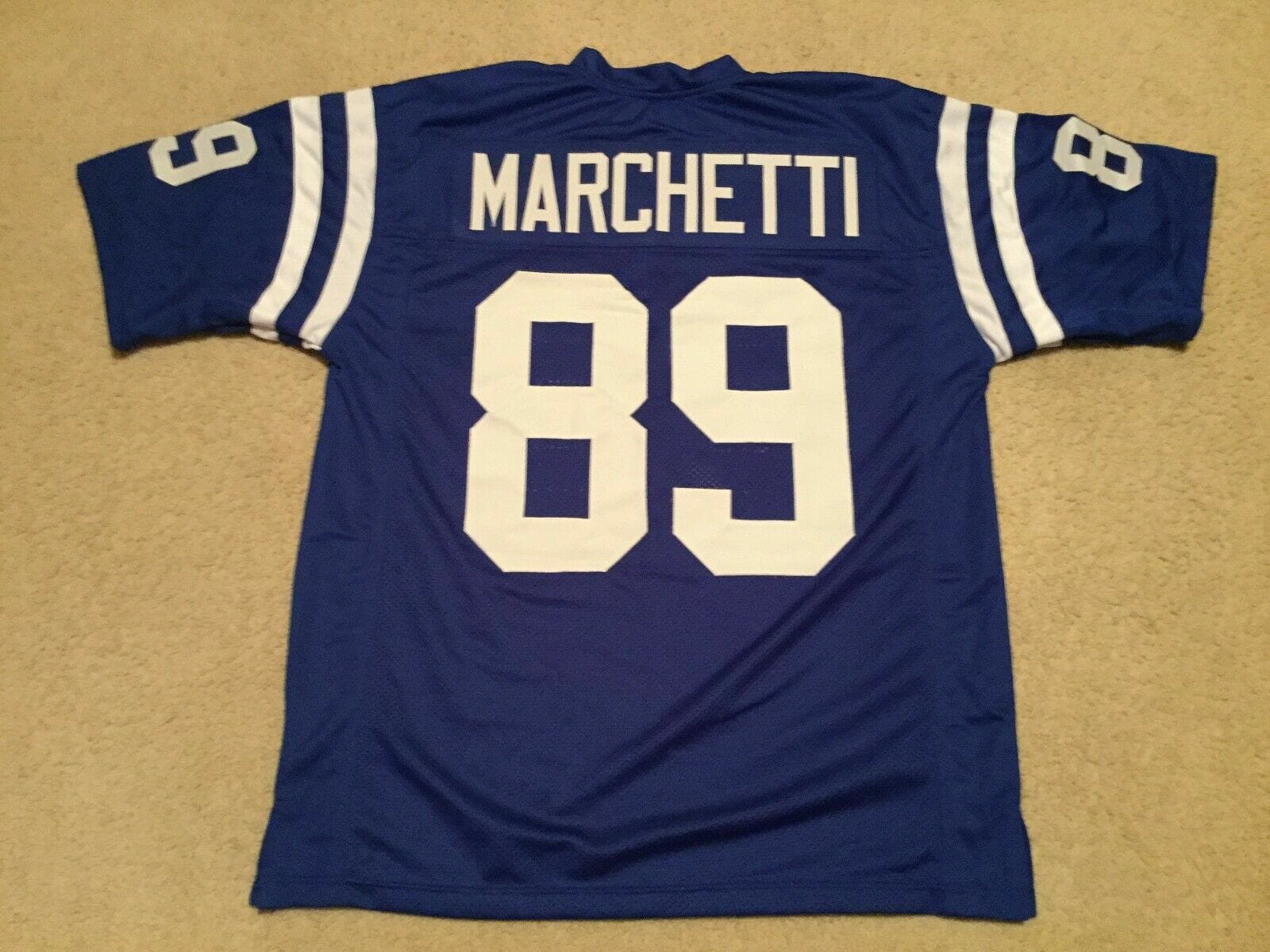 UNSIGNED CUSTOM Sewn Stitched Gino Marchetti Blue Jersey