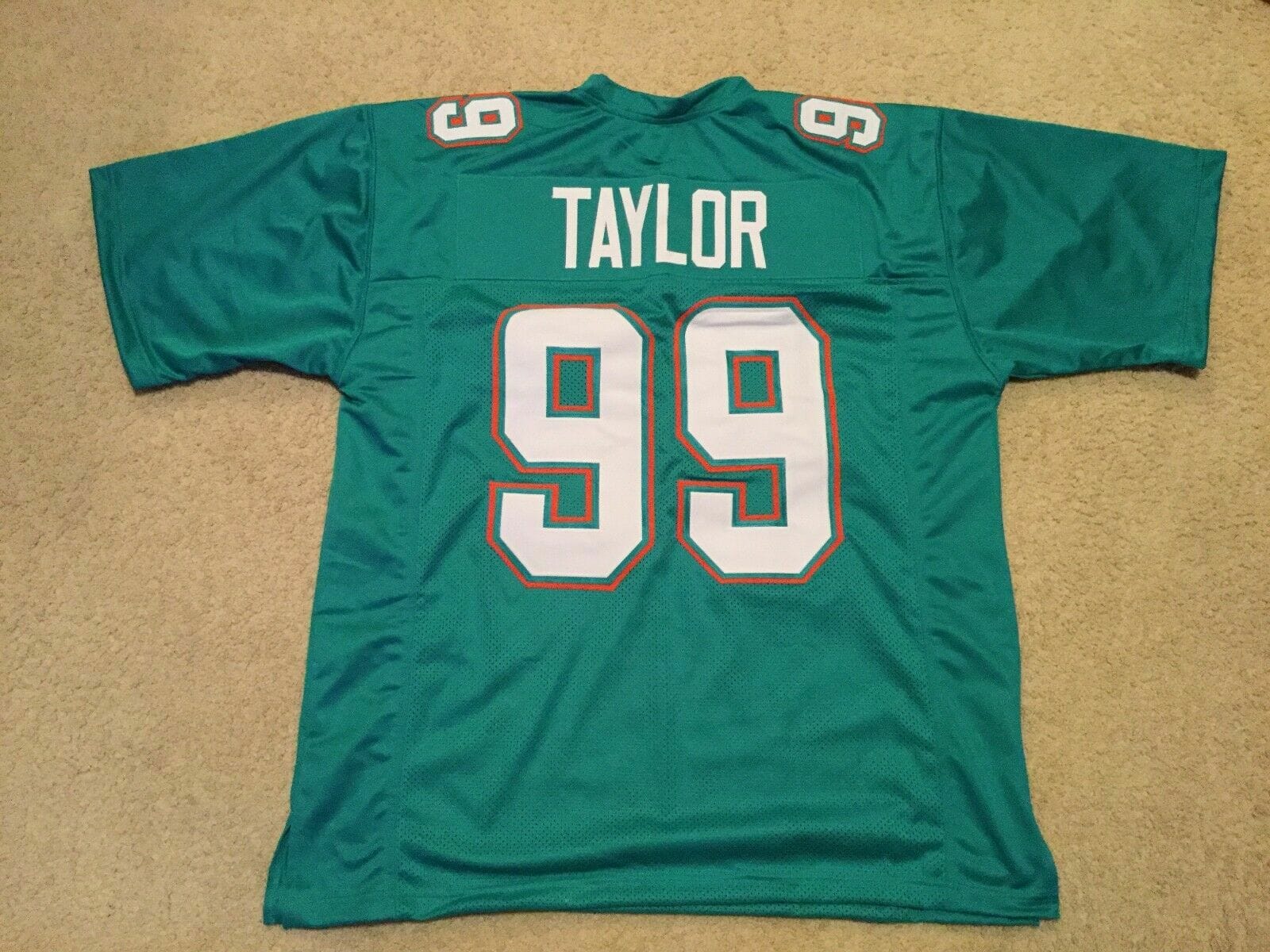 UNSIGNED CUSTOM Sewn Stitched Jason Taylor Teal 2 Jersey