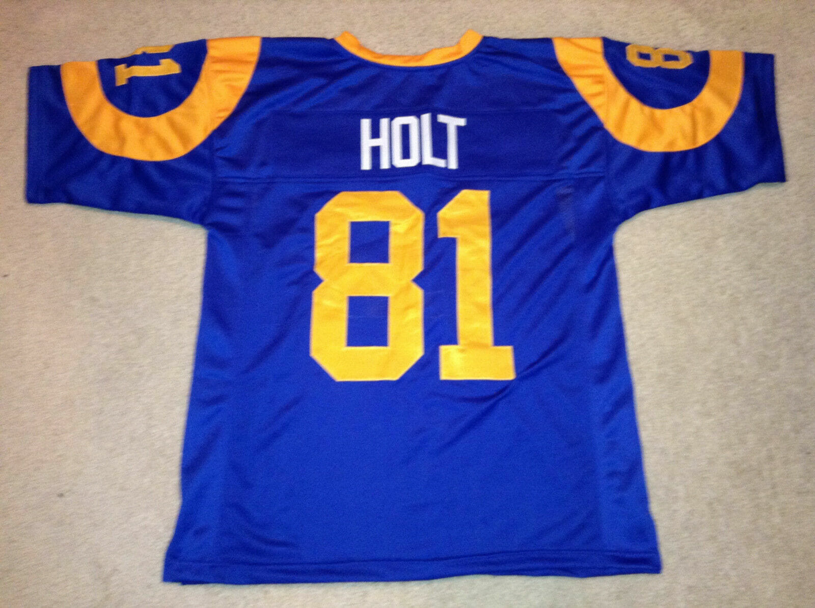UNSIGNED CUSTOM Sewn Stitched Torry Holt Blue Jersey