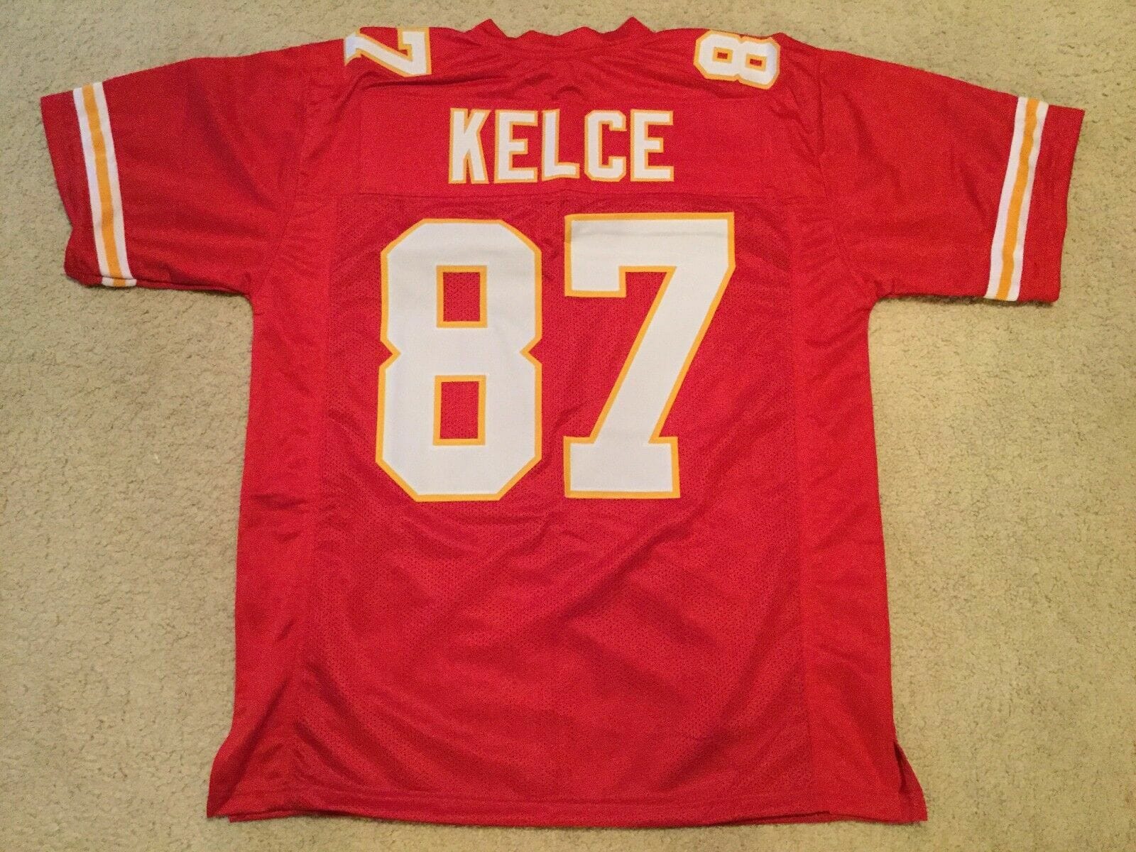 UNSIGNED CUSTOM Sewn Stitched Travis Kelce Red Jersey