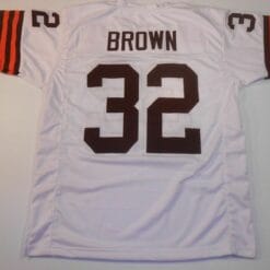 UNSIGNED CUSTOM Sewn Stitched Jim Brown White Jersey