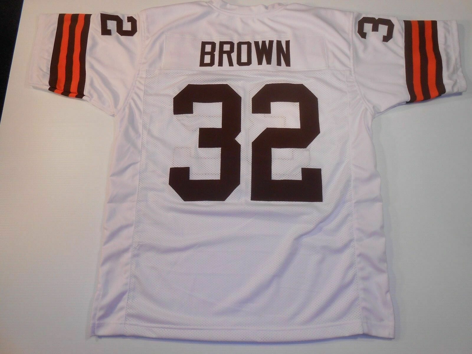 UNSIGNED CUSTOM Sewn Stitched Jim Brown White Jersey