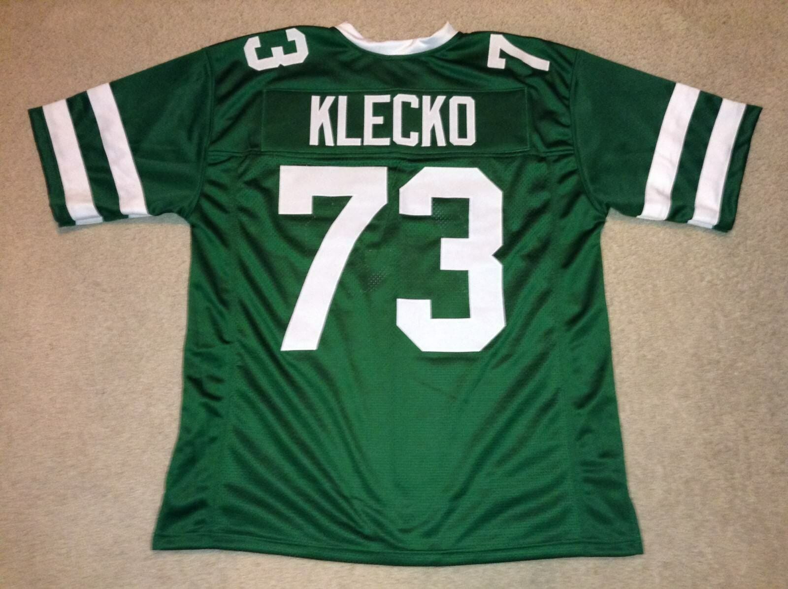 UNSIGNED CUSTOM Sewn Stitched Joe Klecko Green Jersey