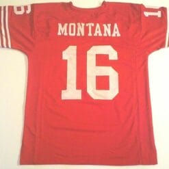 UNSIGNED CUSTOM Sewn Stitched Joe Montana Red Jersey