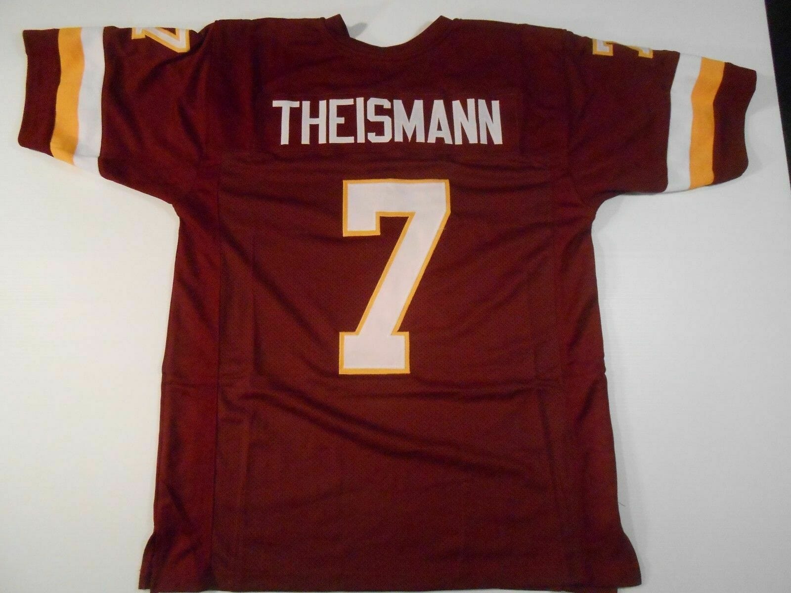 UNSIGNED CUSTOM Sewn Stitched Joe Theismann Burgundy Jersey